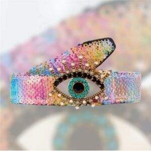 Kurt Geiger Multicolor Sequin Eye Belt